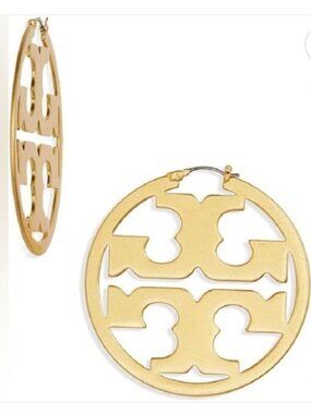 Tory Burch Miller Logo Cutout Gold-Tone Hoop Earrings